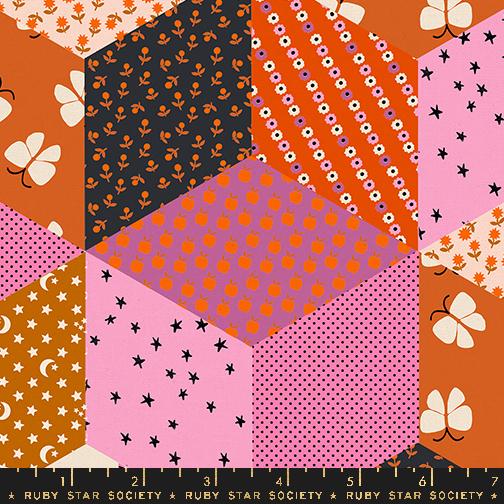 Ooh Lucky Lucky Tumbling Blocks Canvas by Ruby Star Society in Heliotrope