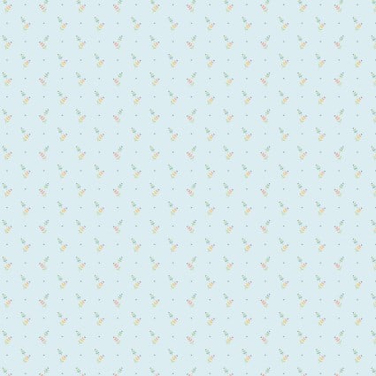 Light blue fabric with small green leaves