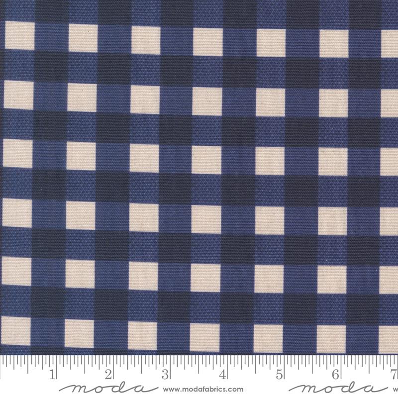Blue and white gingham fabric