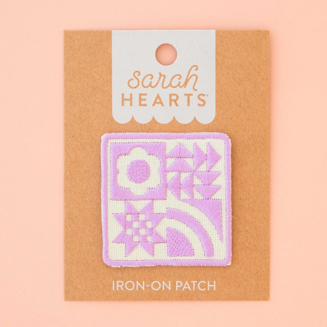 Lavender Quilt Block Iron-On Patch Sarah Hearts