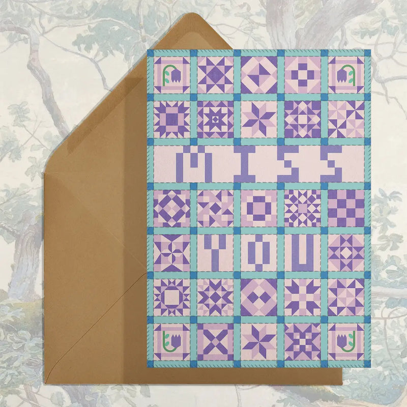 Miss You Patchwork Quilt Card Greeting Cards Stay Home Club