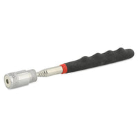 Black and silver  magnetic tool with a red accent on a white background