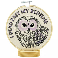 Owl with 'I read past my bedtime' embroidery kit