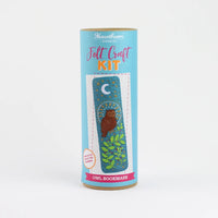 Felt craft kit packaging with owl design on a white background
