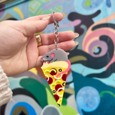Pizza Rat Keychain