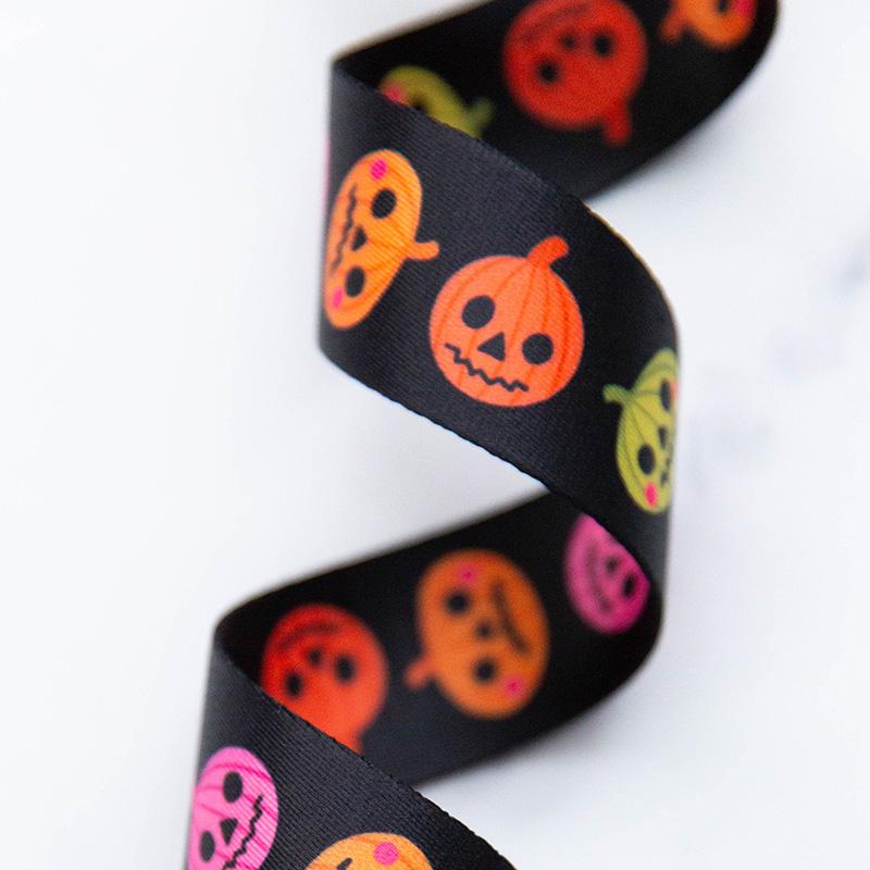 1.5" Pumpkin Party Webbing in Black