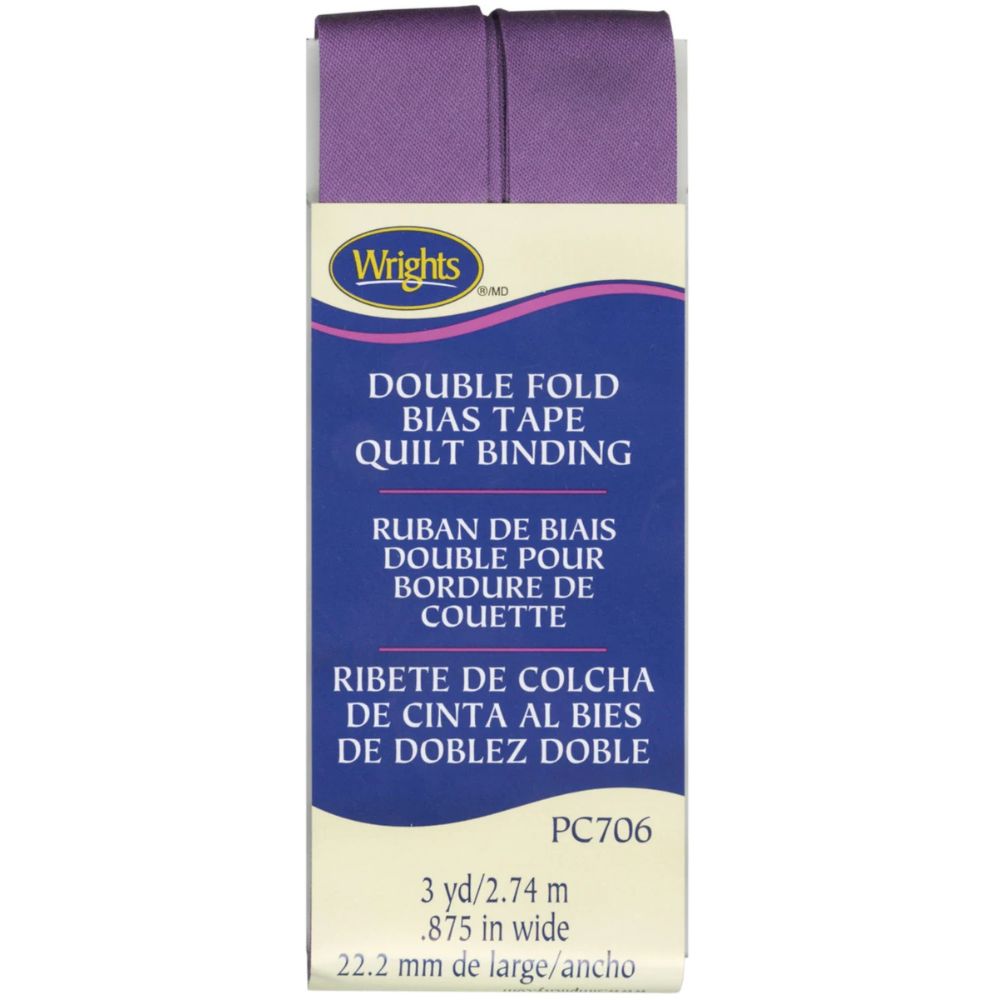 Box of Wrights double fold bias tape quilt binding on a white background