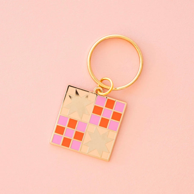 Quilt inspired keychain