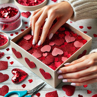 Red Glitter Heart Foam Stickers
