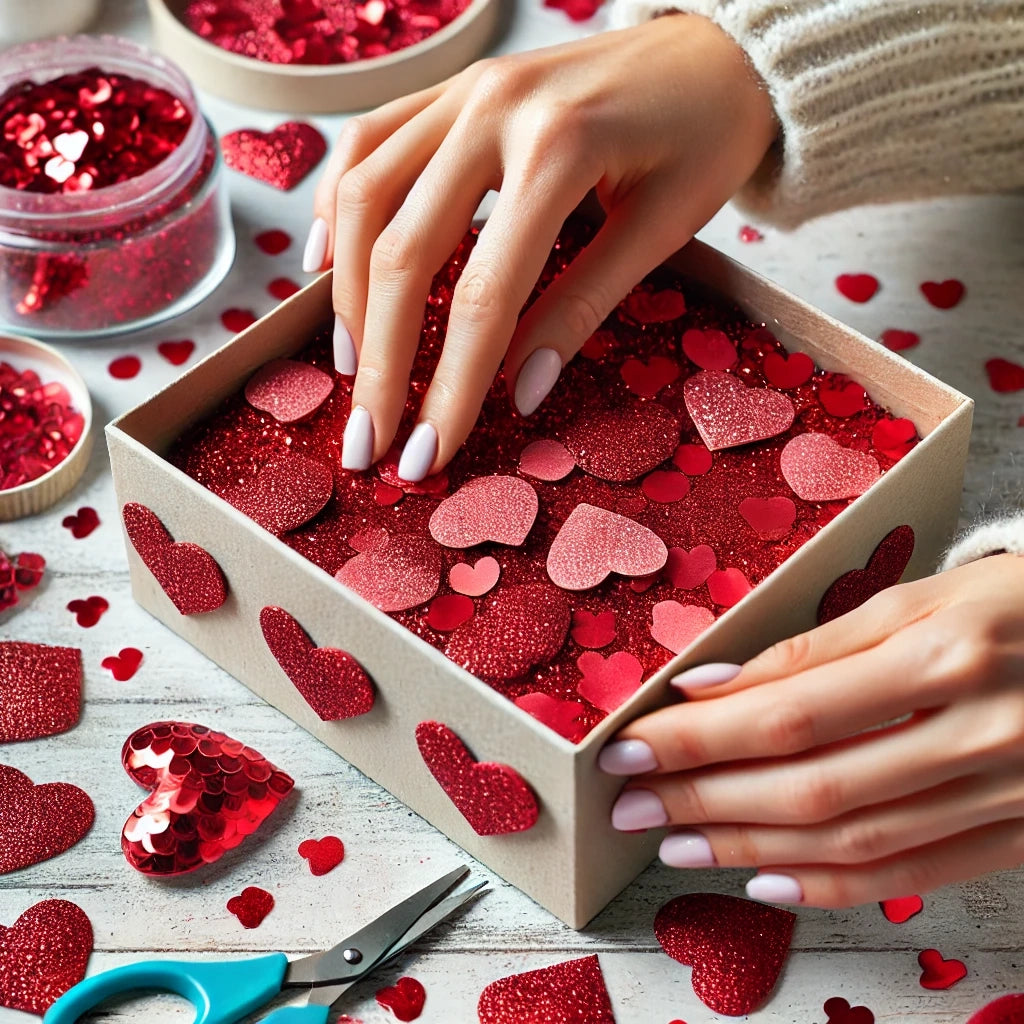 Red Glitter Heart Foam Stickers