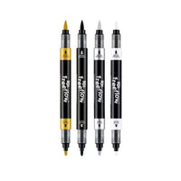 A row of open neutral colored fabric markers.
