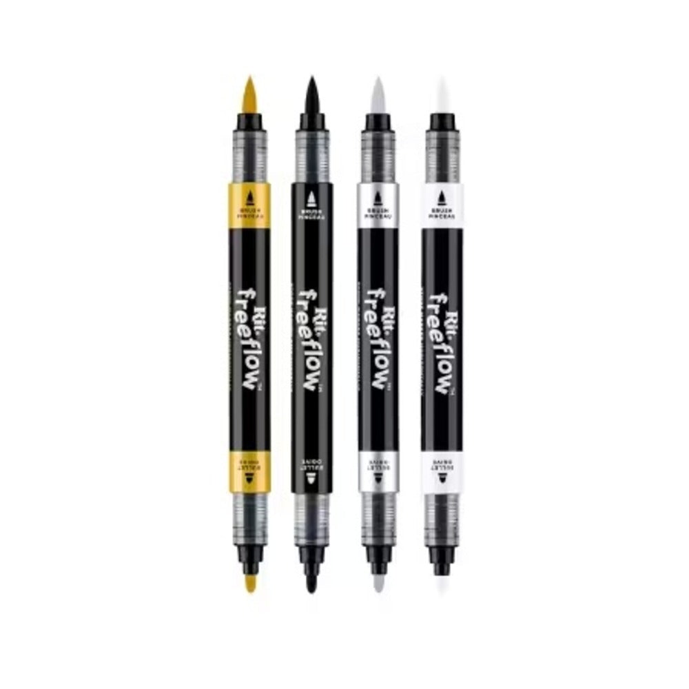 A row of open neutral colored fabric markers.