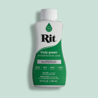 A bottle of Rit Liquid Dye in the color Truly Green