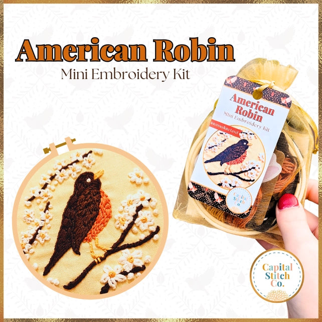 American Robin Mini Embroidery Kit Kit Capital Stitch Co.