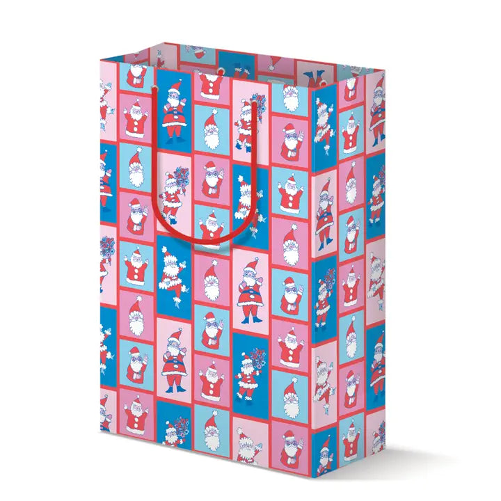 Gift bag with Santa Claus pattern on a white background
