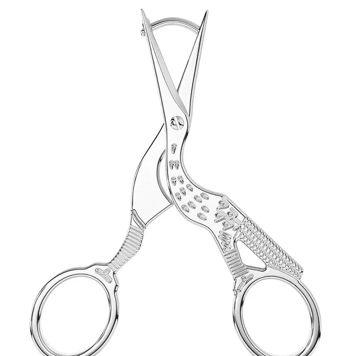 silver stork scissor earring