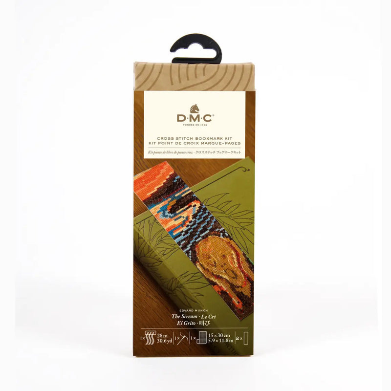 Edvard Munch's the Scream embroidery bookmark kit on a white background