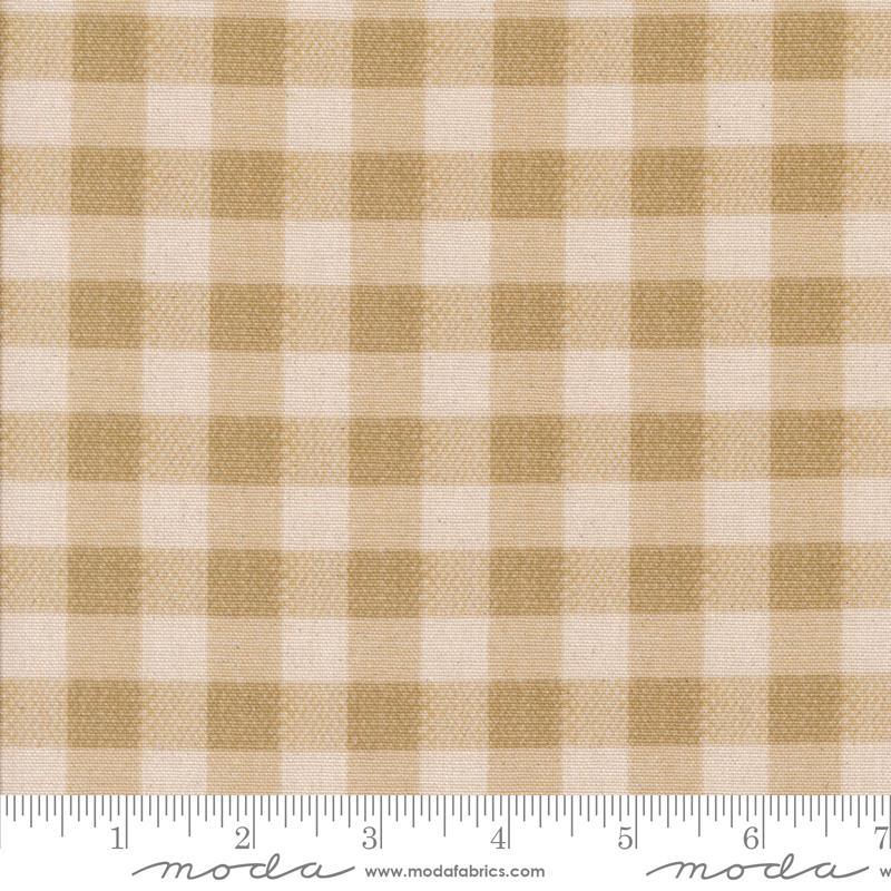Tan and cream gingham fabric