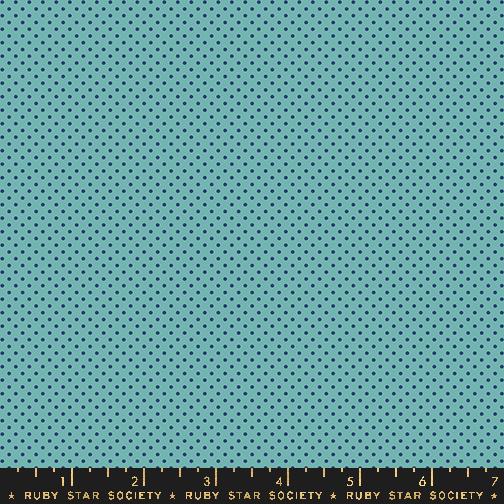 Turquoise fabric with black dots