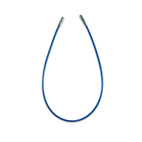 Blue cable with metal connectors on a white background