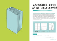 Accordian book with self-cover on a green background