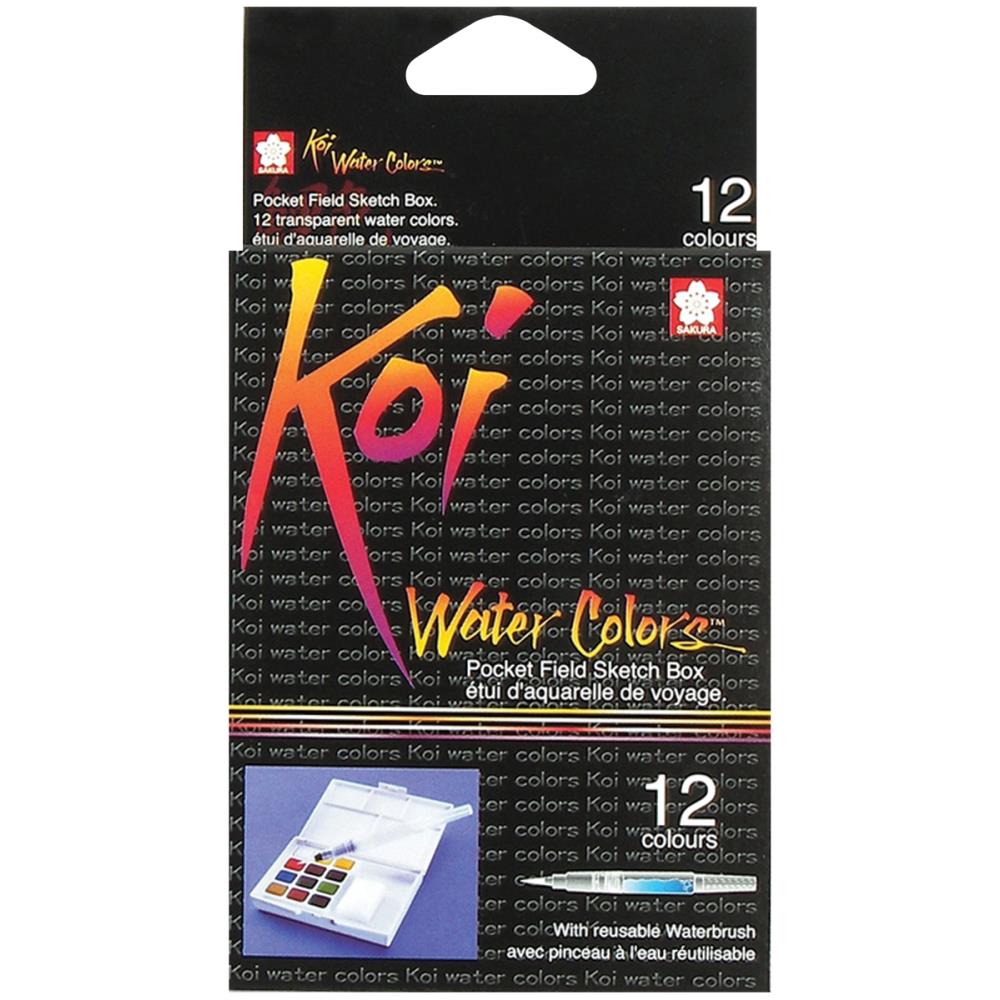 Koi Watercolor Pocket Field Sketch Box - 12 Pans Paper Sakura