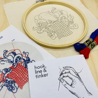 Industrious Octopus Embroidery Kit Kit Hook, Line & Tinker
