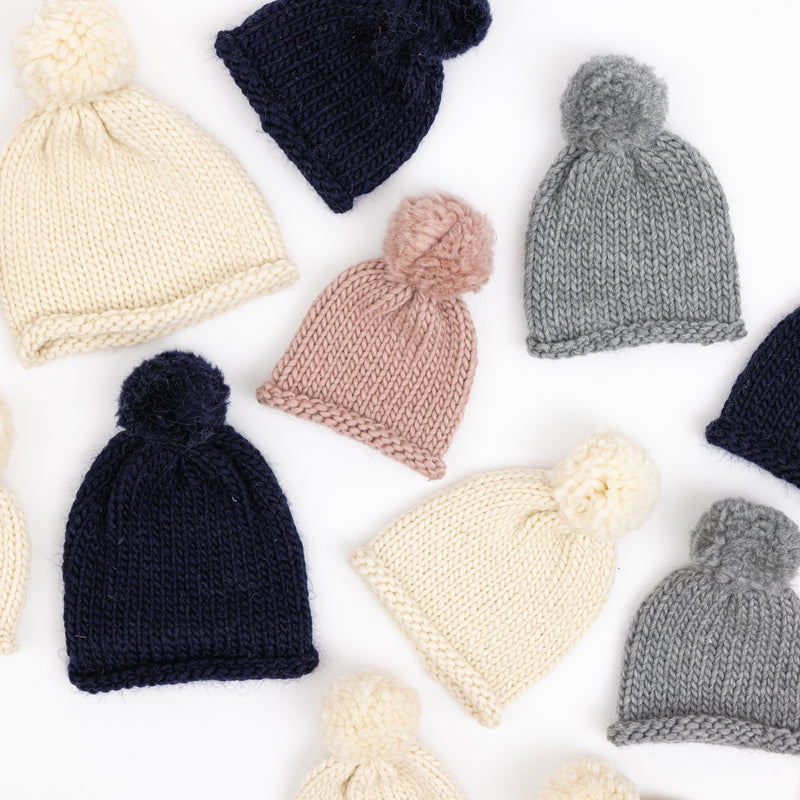 Knit Kit - The Basic Beanie in Midnight Blue Kit Smoke & Slate