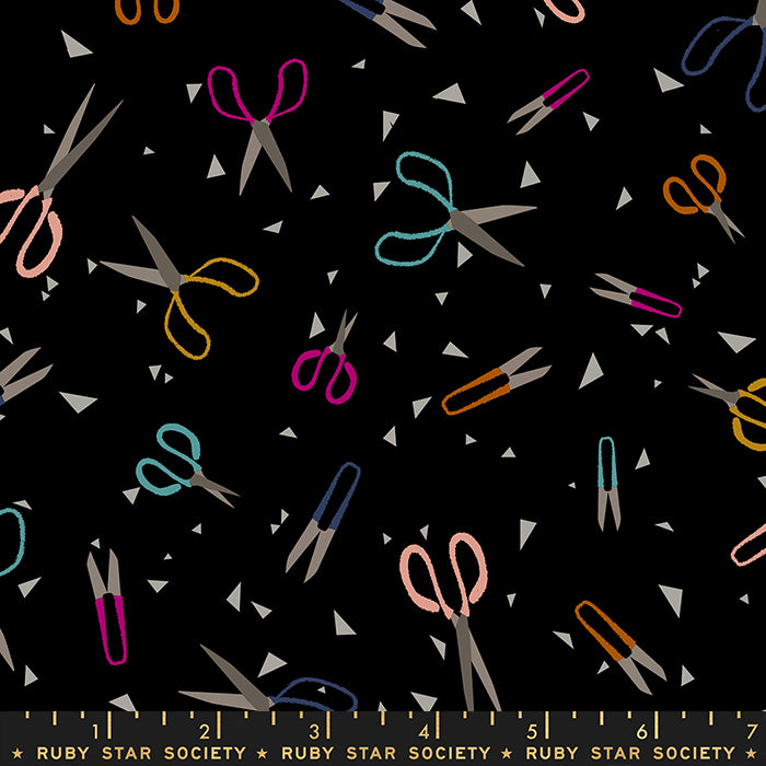 Darlings 2 Snip Snip Linen Canvas by Ruby Star Society in Black Fabric Ruby Star Society
