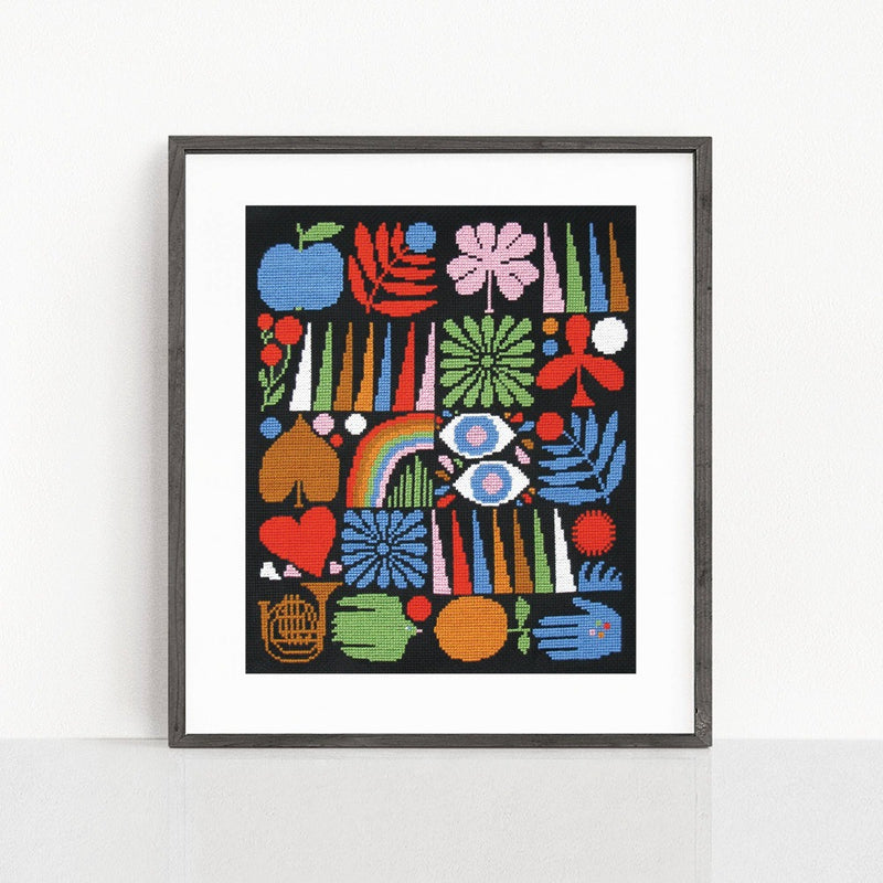 Joyful Grid Cross Stitch Kit Kit Budgie Goods