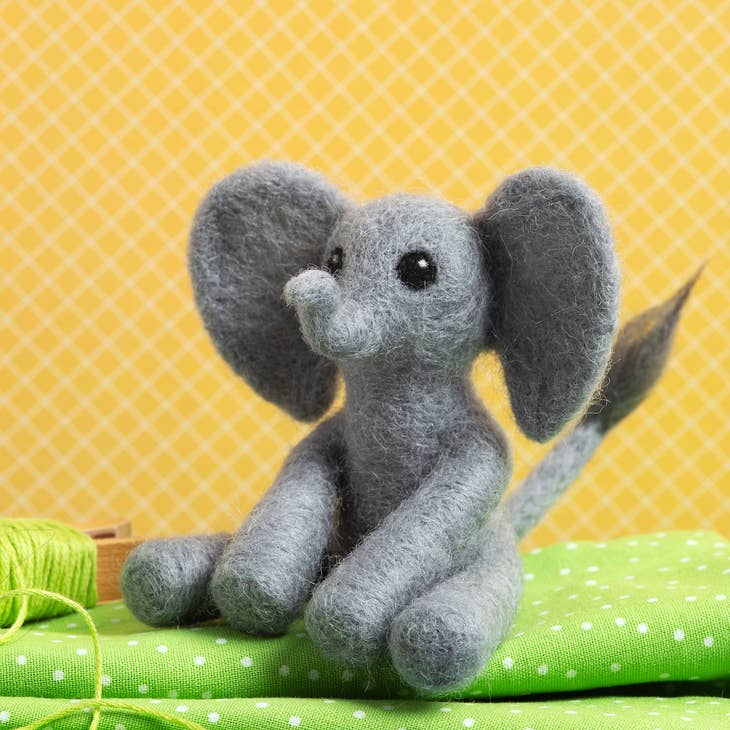 Baby Elephant Mini Needle Felting Kit Kit Hawthorn Handmade