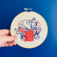 Industrious Octopus Embroidery Kit Kit Hook, Line & Tinker