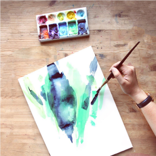 Modern Abstract Watercolor Painting Past Workshop Brooklyn Craft Company