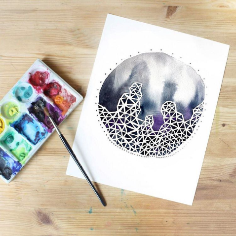 Modern Abstract Watercolor Painting Past Workshop Brooklyn Craft Company