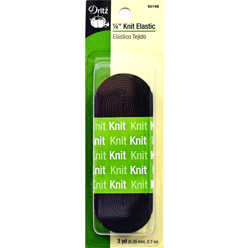 Black Knit Elastic - 1/4in x 3yds Notions Dritz