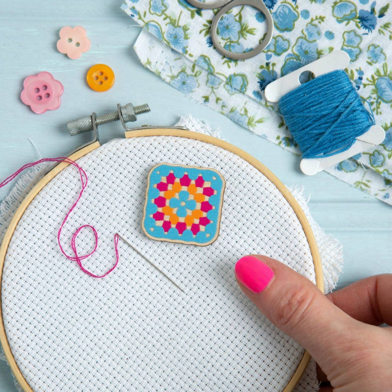 Granny Square Crochet Magnetic Needle Minder Needlework Hawthorn Handmade