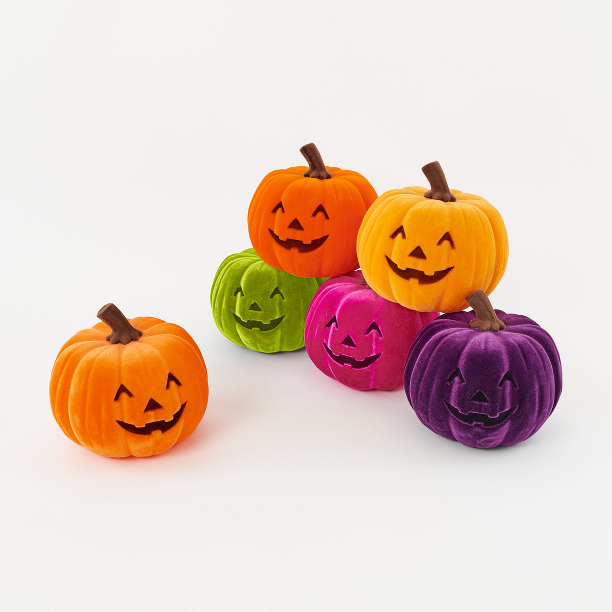 Large Flocked Jack-o-Lantern Ornament One Hundred Eighty Degrees